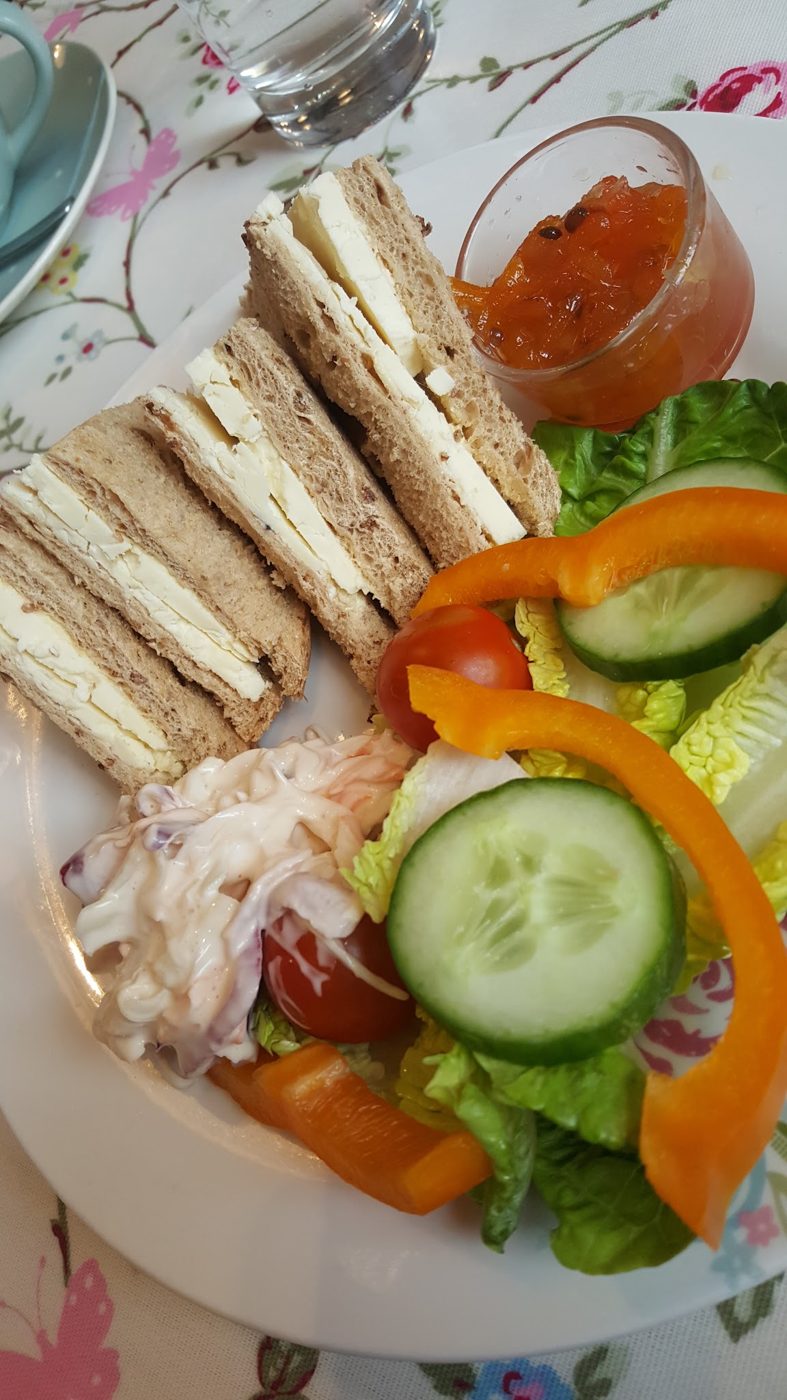 Sandwiches with salad, cucumber and peppers